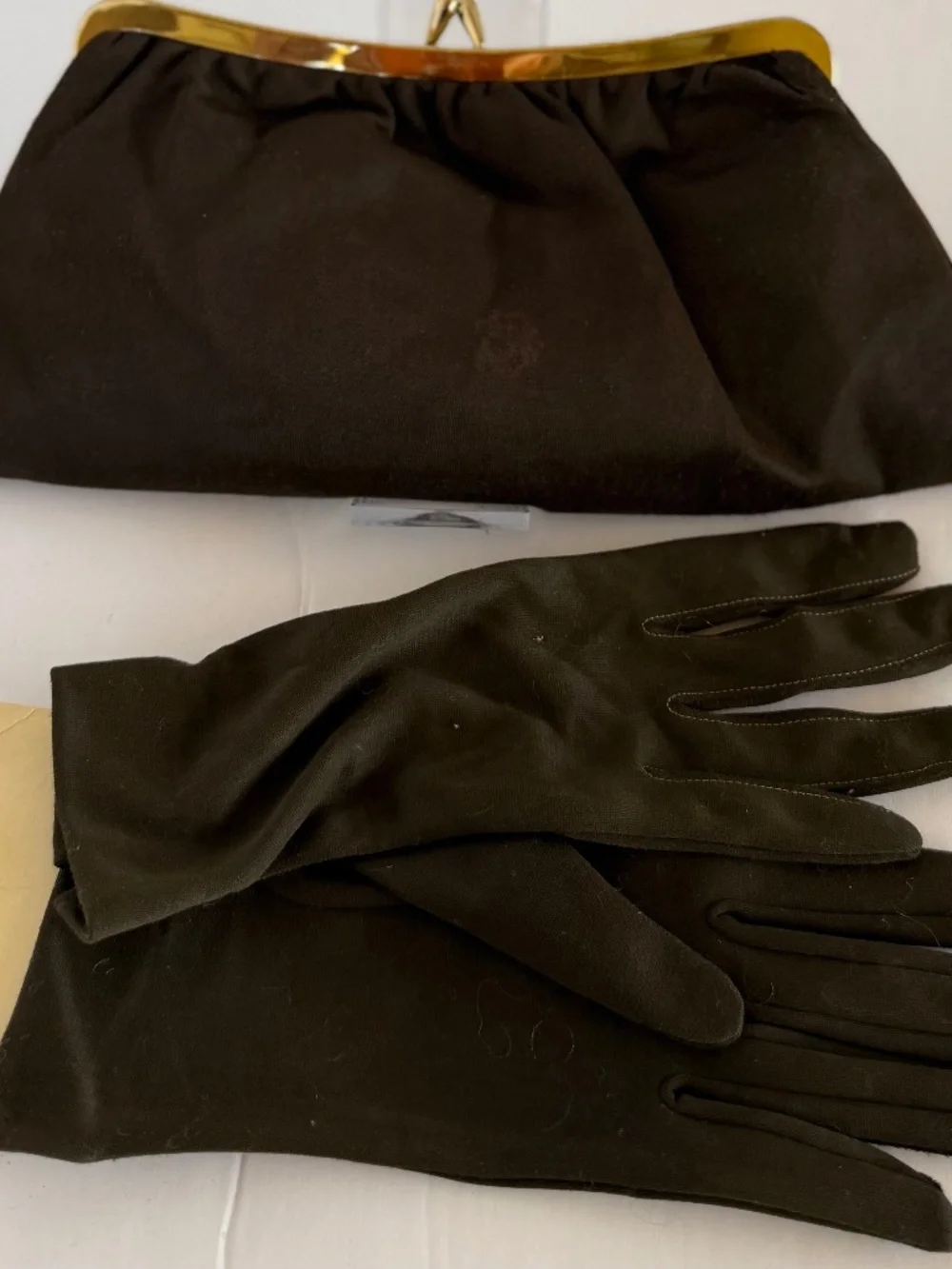 Vintage Fabric Clutch with Matching Gloves